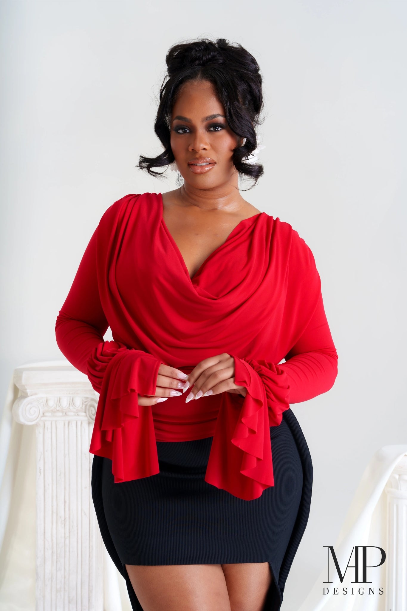 The Multi-Way Drape Blouse- Ruby Woo