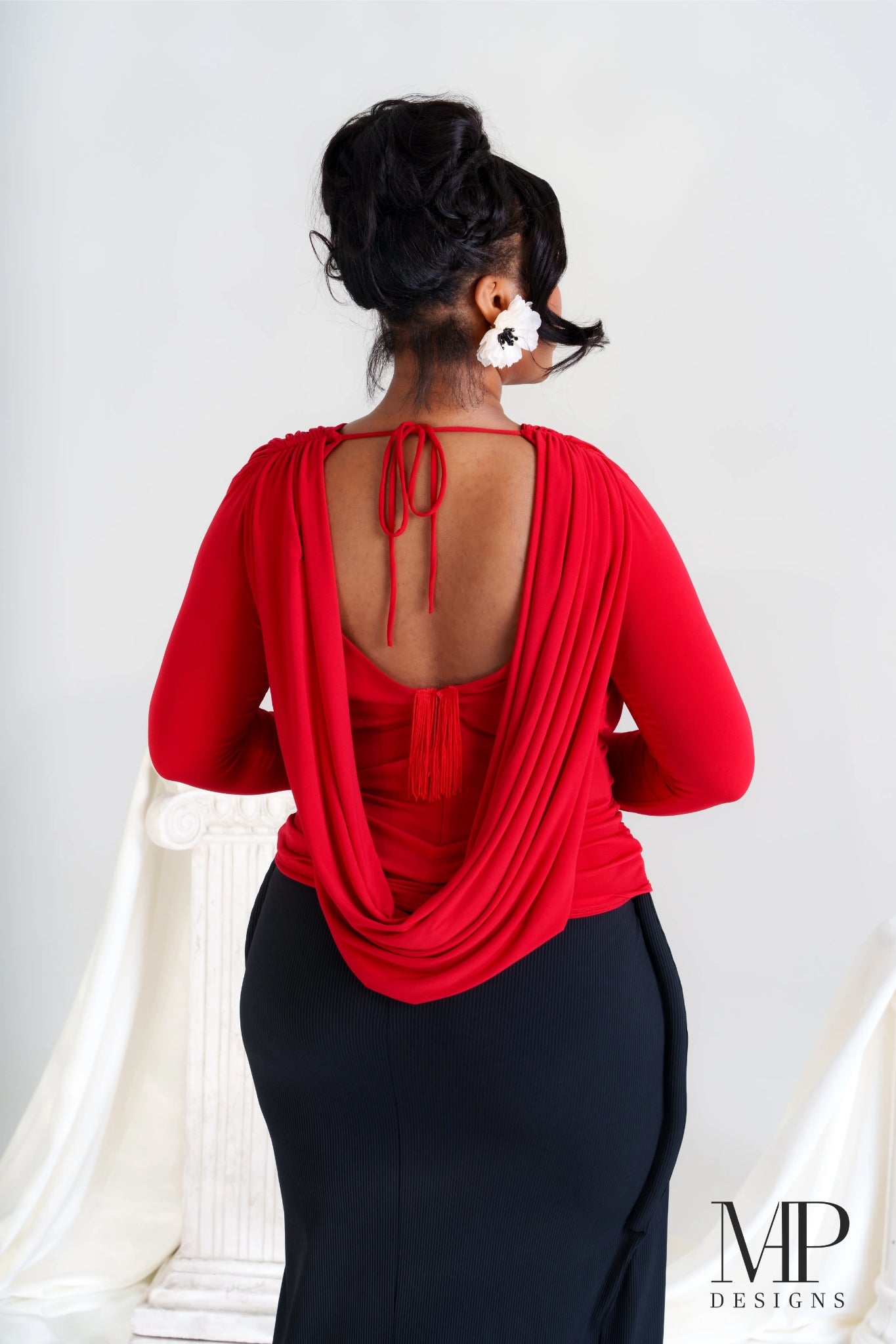 The Multi-Way Drape Blouse- Ruby Woo