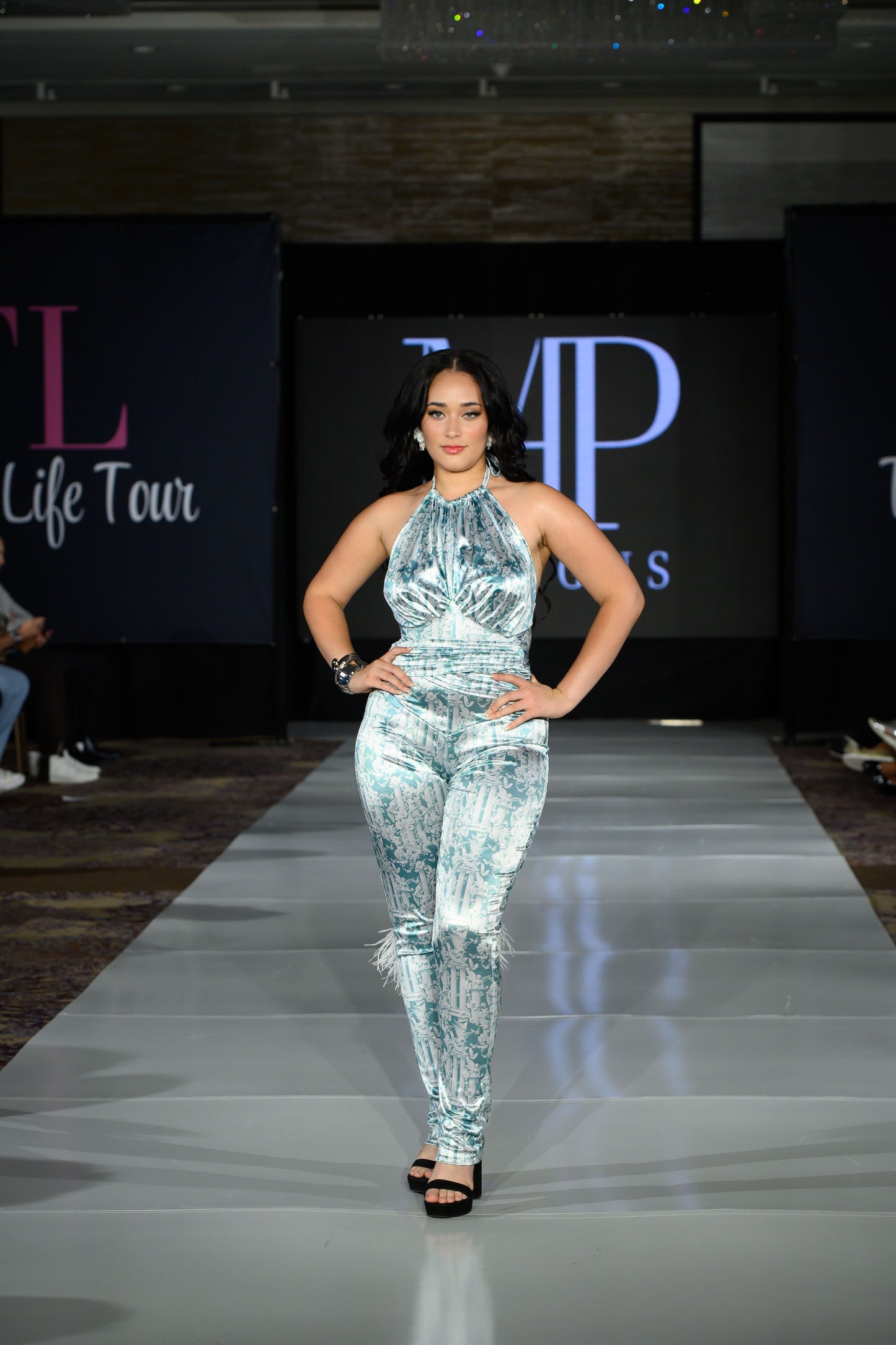 Celestial Jumpsuit with Ostrich Feather Ties