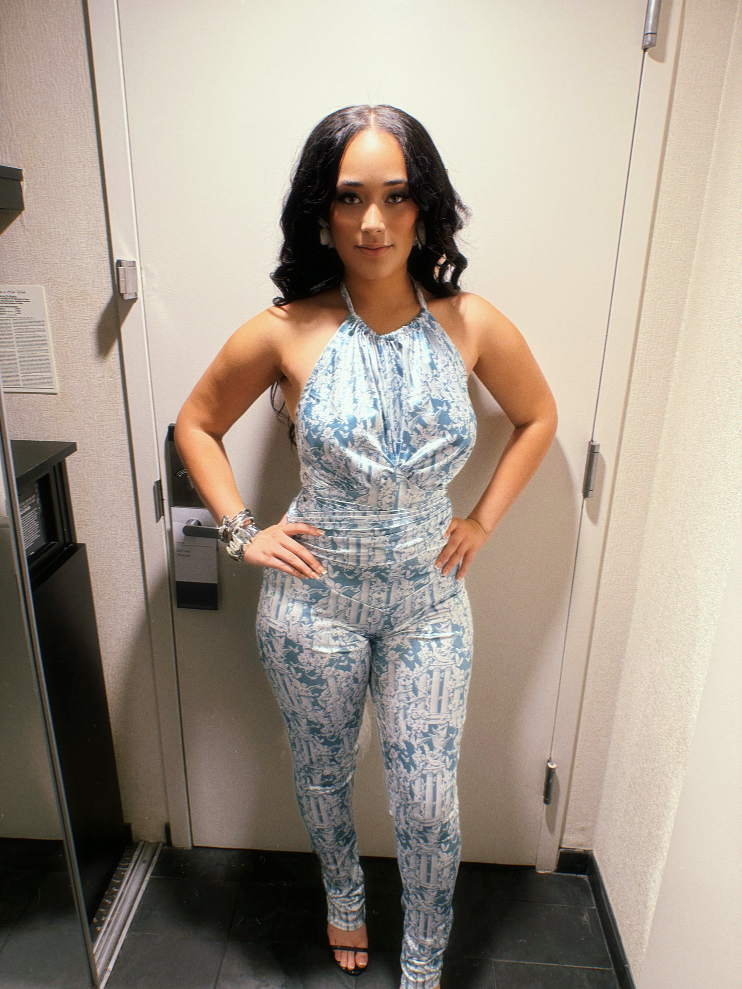 Celestial Jumpsuit with Ostrich Feather Ties
